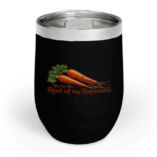 Root of My Happiness – Cute Carrot Pun Chill Wine Tumblers