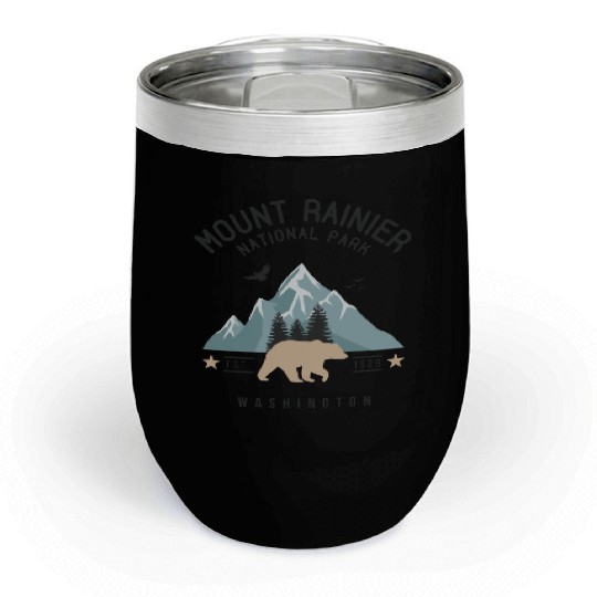Mount Rainier National Park Est. 1889 Washington Chill Wine Tumblers
