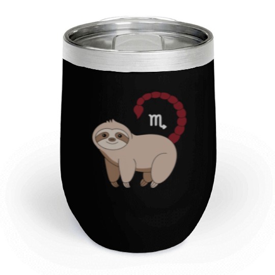 Scorpio Zodiac Sloth with Scorpio Sign Tail Chill Wine Tumblers