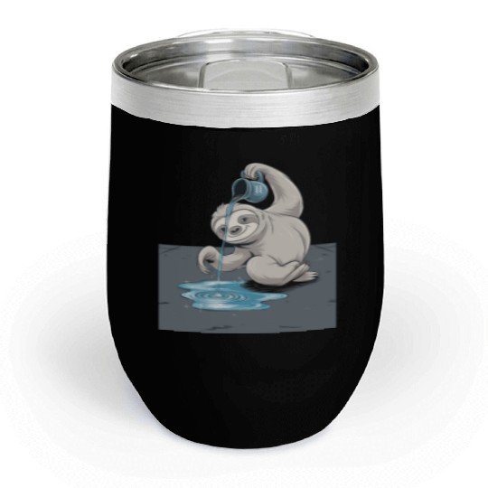 Aquarius Zodiac Sloth Pouring Water with Charm Chill Wine Tumblers