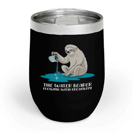 Aquarius Zodiac Sloth: The Water Bearer Flowing Chill Wine Tumblers