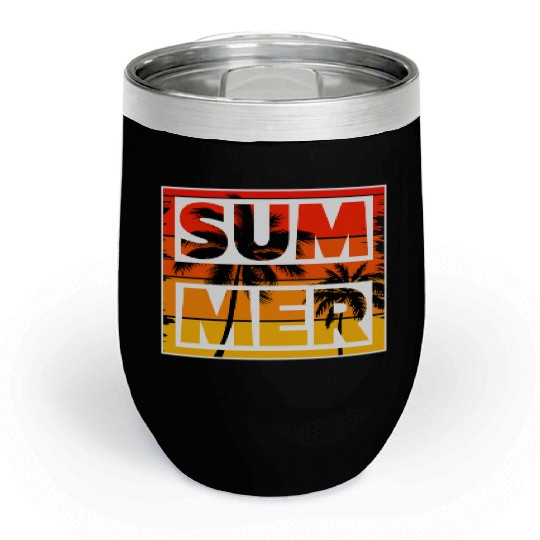 Summer Typographu lettering Design Chill Wine Tumblers