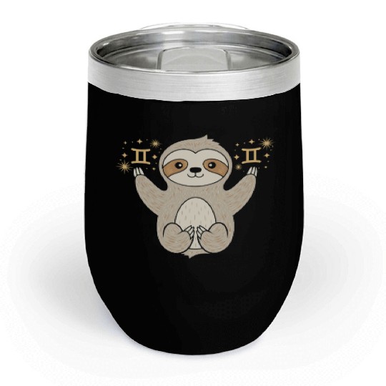 Gemini Zodiac Sloth Embracing Duality Magic Chill Wine Tumblers