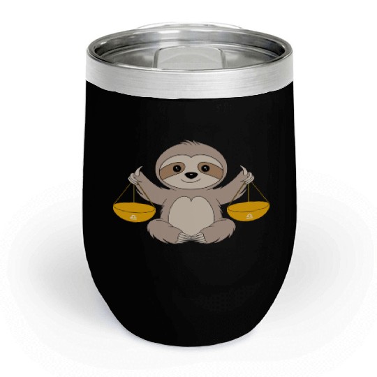 Libra Zodiac Sloth Balancing Harmony Chill Wine Tumblers