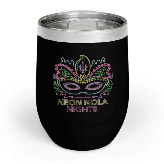 Neon NOLA Nights: Electrifying Mardi Gras Magic Chill Wine Tumblers