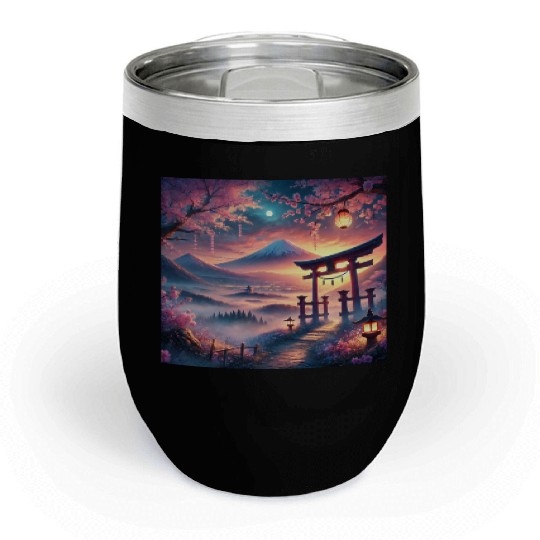 fuji sakura torii Chill Wine Tumblers
