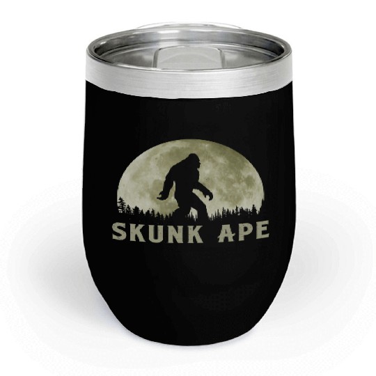 Skunk Ape Bigfoot Moon Silhouette Retro Believe Chill Wine Tumblers