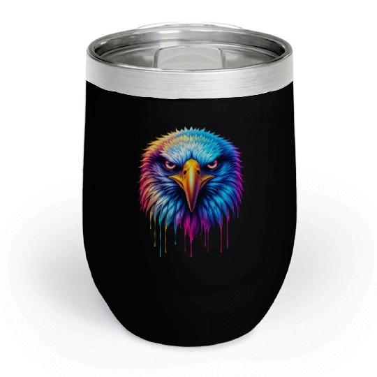 Hyper-Realistic Neon Graffiti Eagle Face –Product Chill Wine Tumblers