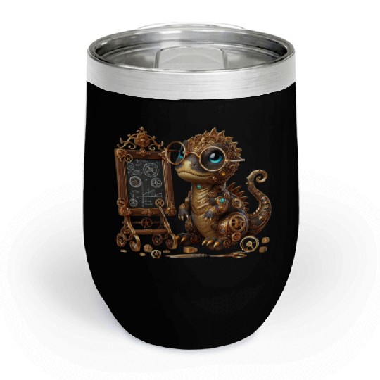 Steampunk Dragon Cute Baby Steampunk Dragon Art Chill Wine Tumblers