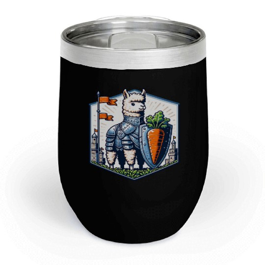 Llama Knight With Carrot Shield Adventure Chill Wine Tumblers