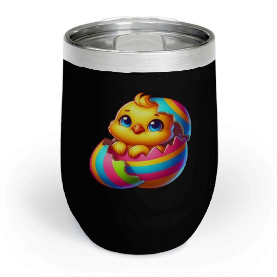 Cute Chick Cartoon Colorful Easter Egg Hatching Chill Wine Tumblers