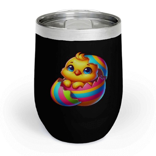 Cute Chick Cartoon Colorful Easter Egg Hatching Chill Wine Tumblers