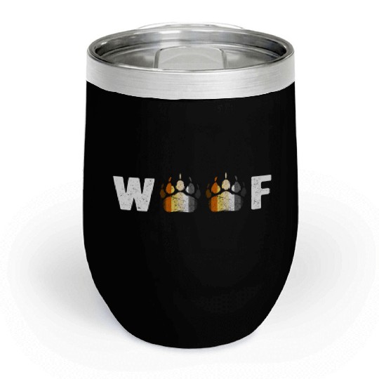 Woof Bear Pride Paw Prints Gay Men LGBT Bear Flag Chill Wine Tumblers