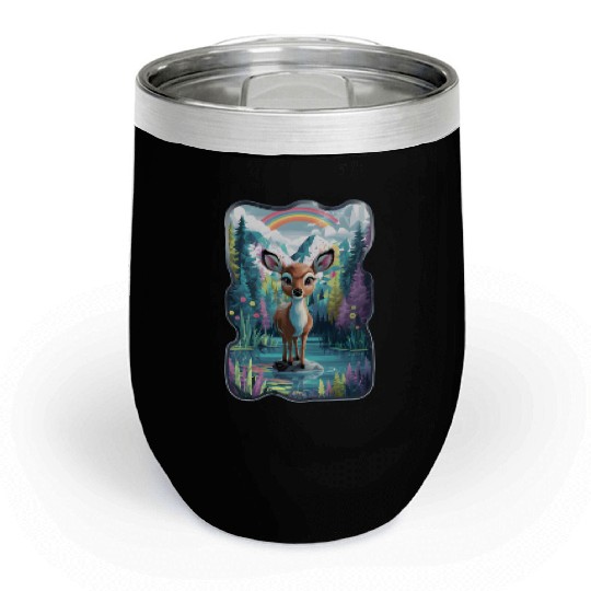Cute baby deer in the forest Chill Wine Tumblers