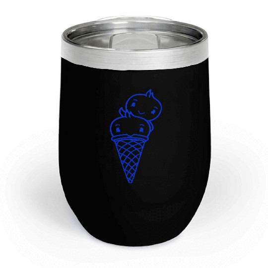 Two Birds Ice Cream Waffle Scoops Greeting Waving Chill Wine Tumblers