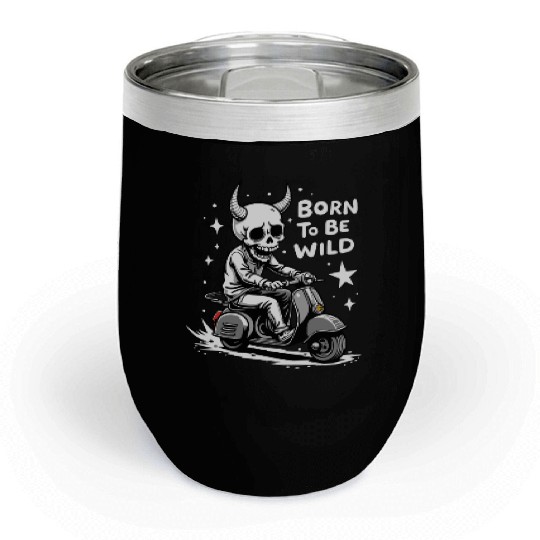 Born to Be Wild - Skull Devil on Scooter Chill Wine Tumblers
