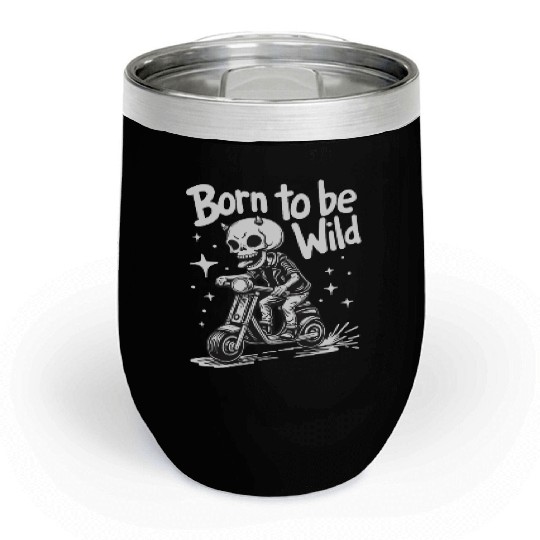 Born to Be Wild - Skull Devil on Scooter Chill Wine Tumblers