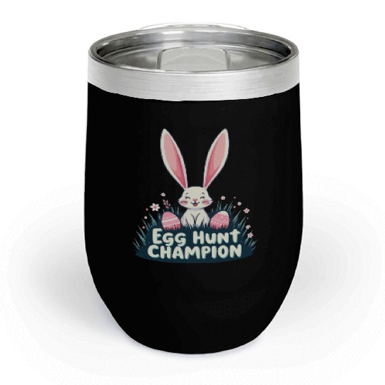 Egg Hunt Champion Bunny Design Chill Wine Tumblers