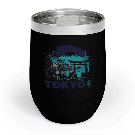Tokyo Skyline with Mount Fuji Chill Wine Tumblers