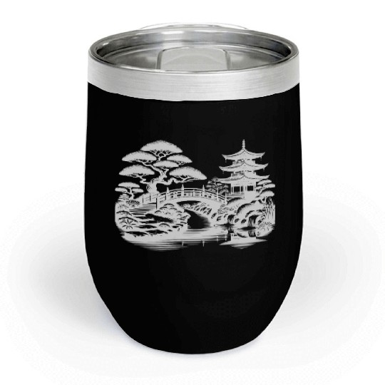 Harmonious Path To The Japanese Temple Garden Chill Wine Tumblers