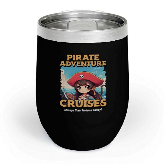Pirate Adventure Cruises - Anime Travel Poster Chill Wine Tumblers