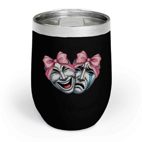Coquette Bow Theatre Mask Drama Comedy Artist Girl Chill Wine Tumblers