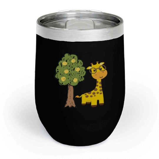Funny giraffe and tree drawing Chill Wine Tumblers