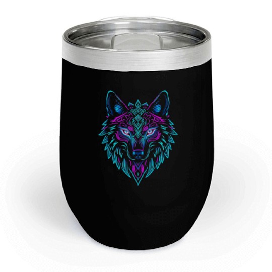 wolf face Chill Wine Tumblers