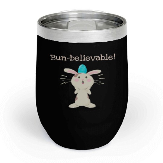 Bun-believable Funny Surprised Bunny Easter Egg Chill Wine Tumblers