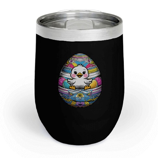 The Cute Easter egg Chick Chill Wine Tumblers
