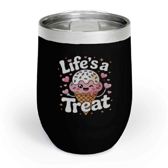 Life’s a Treat Kawaii Ice Cream Cone Chill Wine Tumblers