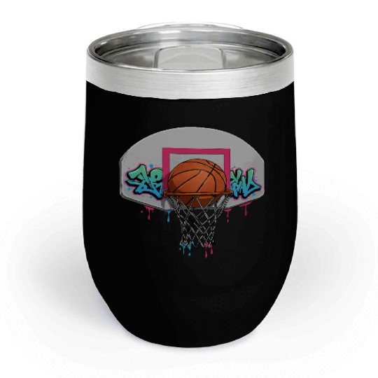 Graffiti Basketball Hoop Neon Drip T‑Chill Wine Tumblers