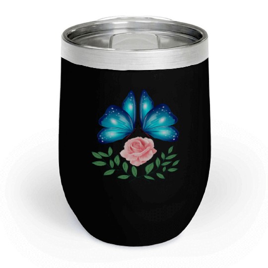 Butterfly. Flower. Rose. Joy. spring. Spring break Chill Wine Tumblers