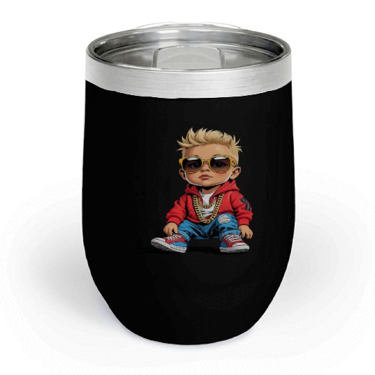 Lil' Vibe – Hip-Hop Toddler Vector Art Chill Wine Tumblers