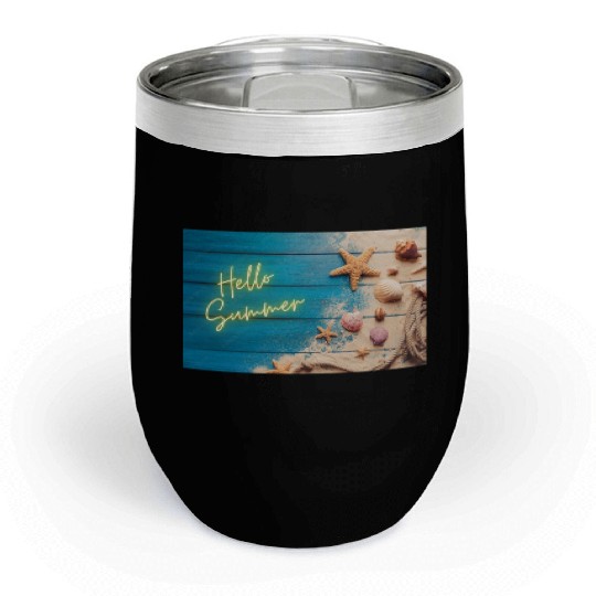 Hello Summer 2025 Chill Wine Tumblers – Beach Vibes & Neon Glow