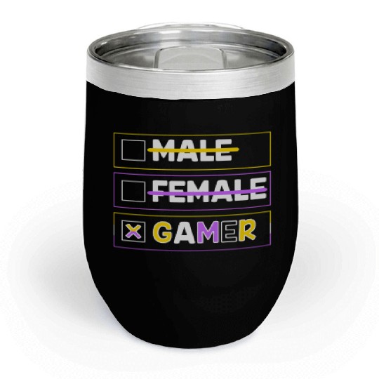 Gender Pronouns Male Female Gamer Chill Wine Tumblers