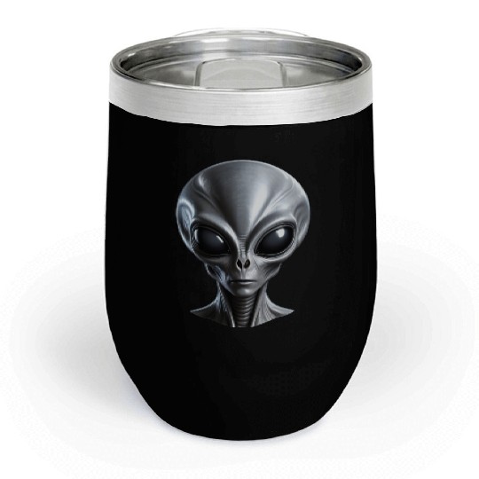 Real Grey Alien with a big head Chill Wine Tumblers