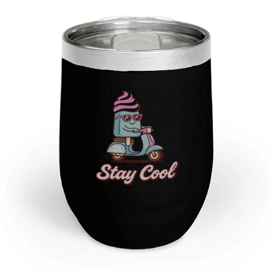 Stay Cool – Ice Cream on Scooter Chill Wine Tumblers
