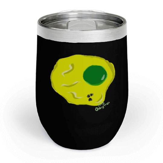 Yellow and green fried egg and flies Chill Wine Tumblers