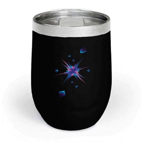 Vibrant Geometric Explosion in Neon Colors Chill Wine Tumblers