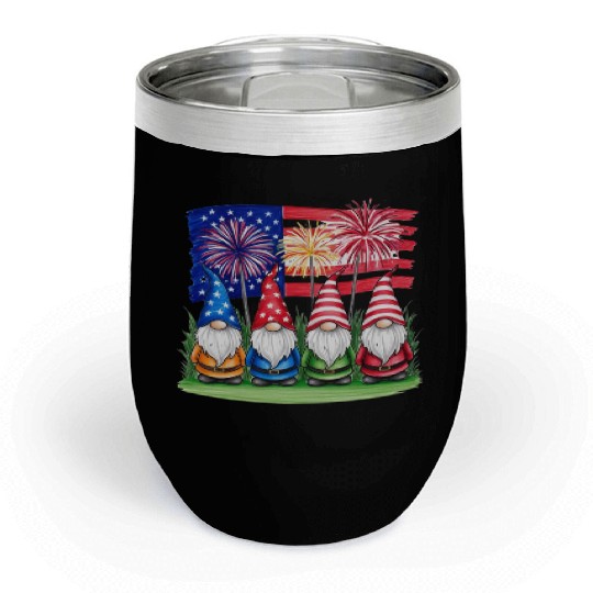 Patriotic Gnomes Fireworks American Flag Chill Wine Tumblers
