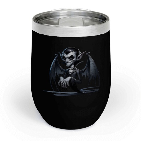 Elegant Vampire Spirit – Creepy Bat-Winged Phantom Chill Wine Tumblers