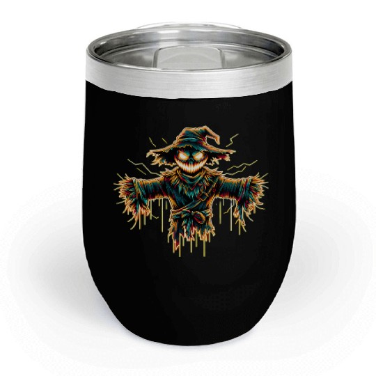 Neon Scarecrow – Haunted Harvest Glow Chill Wine Tumblers