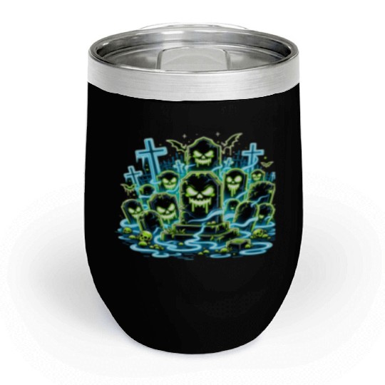 Neon Tomb Uprising – Glowing Graveyard Ghouls Chill Wine Tumblers