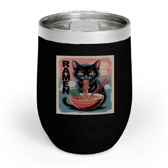 Ramen Cat Japanese Style Chill Wine Tumblers