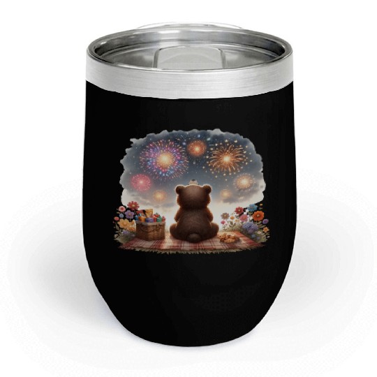 Fireworks Picnic Bear – Night Sky Celebration View Chill Wine Tumblers