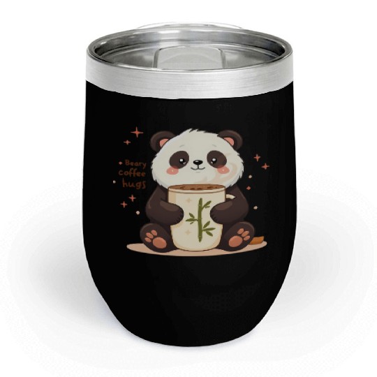 Beary Coffee Hugs! - Cute Panda & Warm Embrace Chill Wine Tumblers