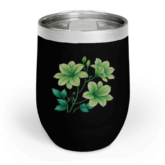 Green Lilies Floral Design Chill Wine Tumblers