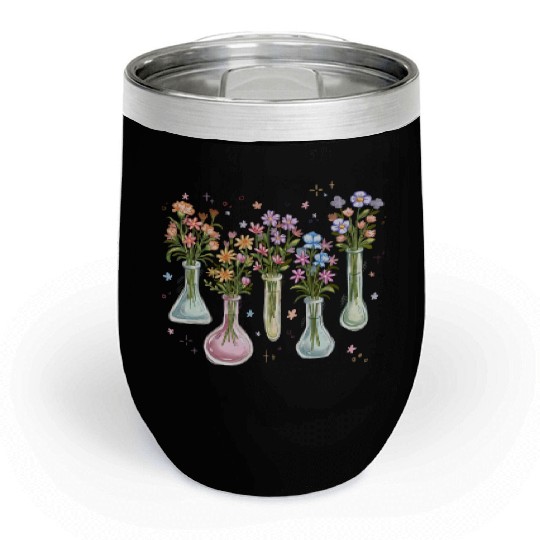 Vintage soft watercolor wildflower Chill Wine Tumblers