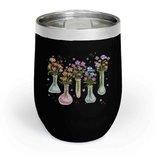 Vintage soft watercolor wildflower Chill Wine Tumblers
